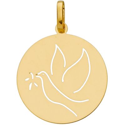 Médaille baptême de républicain Colombe (or jaune 750°) Berceau magique bijoux
