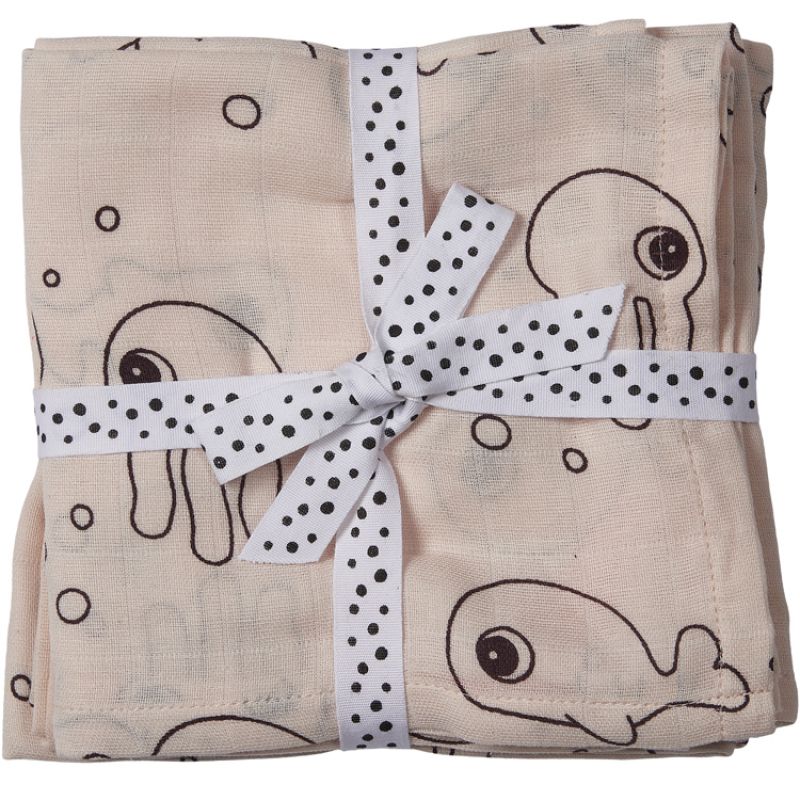 Lot de 2 langes Sea Friends rose (70 x 70 cm) Done by Deer