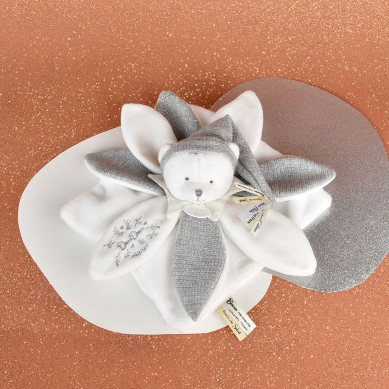 Doudou plat pétales Ours Argent (25 cm) Doudou et Compagnie Ambiance 7