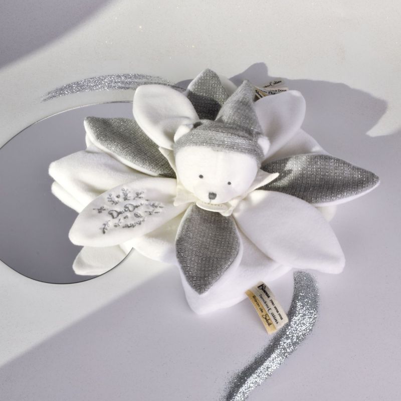 Doudou plat pétales Ours Argent (25 cm) Doudou et Compagnie Ambiance 8