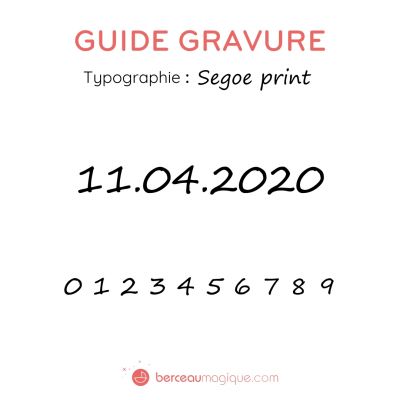 Gravure date en chiffres sur bijou (Typo 3 Segoe print)  par Gravure magique