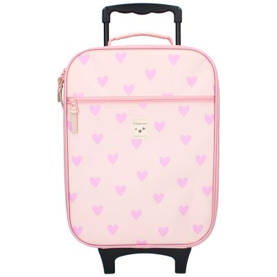 Valise à roulettes enfant Cœurs rose