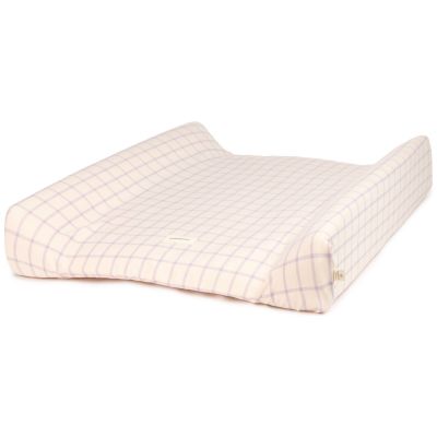 Housse de matelas à langer Stories Édition limitée Powder mauve grid Nobodinoz