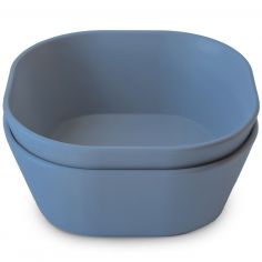 Lot de 2 bols carrés Twilight Blue - Mushie