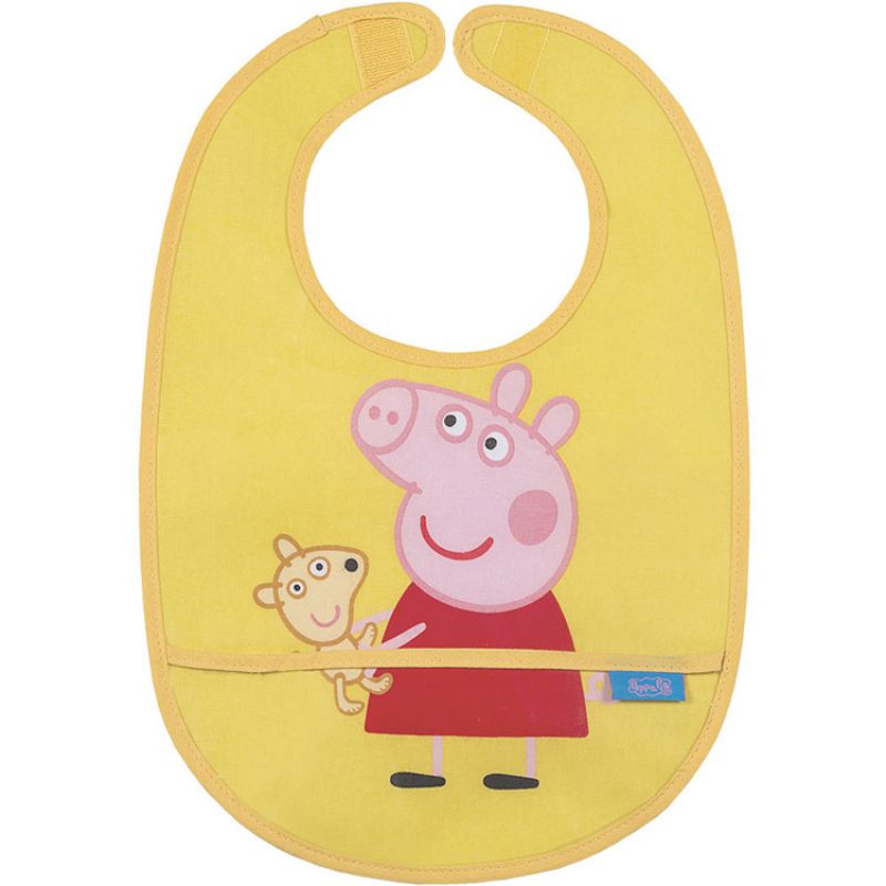 Bavoir plastifié à velcro Peppa Pig jaune Petit Jour Paris