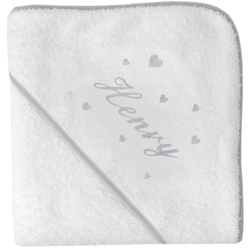 Cape de bain coeur gris personnalisable (80 x 80 cm) ANVIE