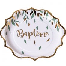 Lot de 8 assiettes en carton Baptême de rêve  par Arty Fêtes Factory