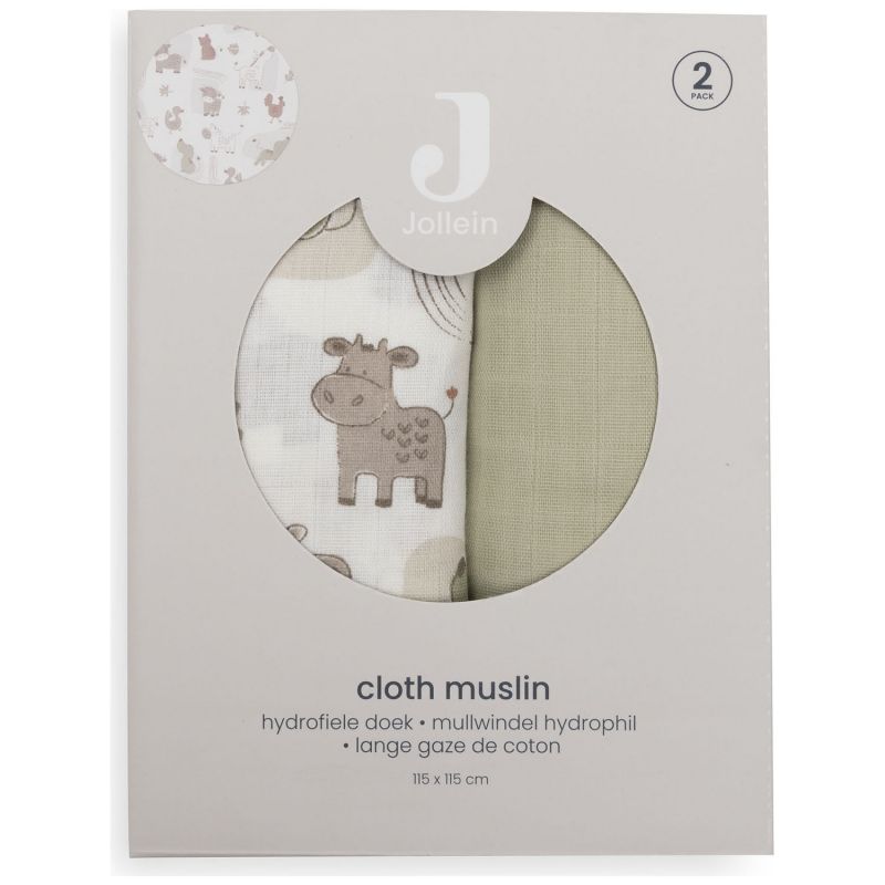 Lot de 2 maxi-langes en gaze de coton Barn Buddies (115 x 115 cm) Jollein Packaging 7
