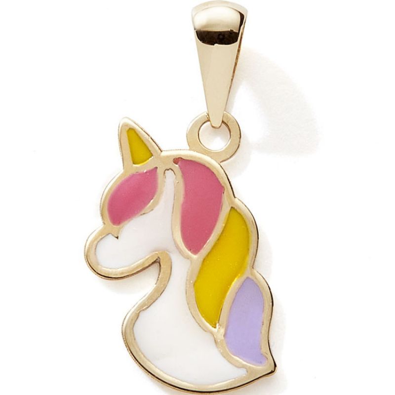 Pendentif Licorne laquée (or jaune 375°) Baby bijoux