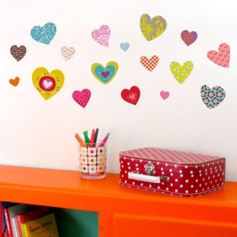 Stickers muraux Coeurs multicolores Série-Golo