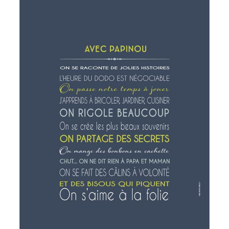Tableau Papi personnalisable gris carbone (33 x 41 cm) Mes Mots Déco