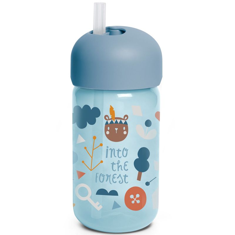 Gourde à paille Into the forest bleu (340 ml) Suavinex