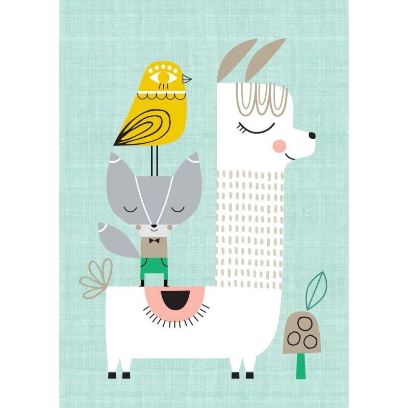 Affiche A3 Lama and friends Petit Monkey