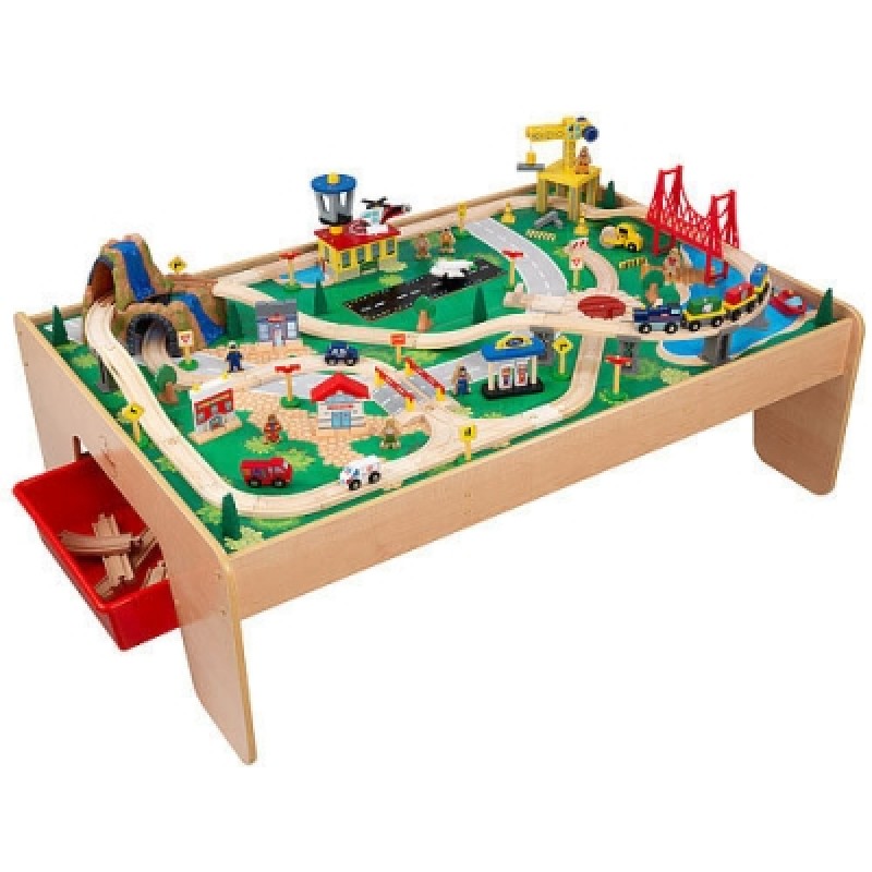 Gros circuit de train sur table en bois (124 x 87 cm) KidKraft