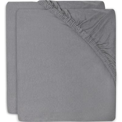 Lot de 2 draps housses de berceau gris foncé (40 x 80 cm)