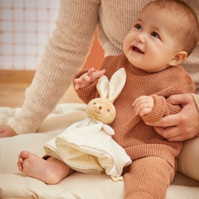 Doudou plat Lapin rond crème