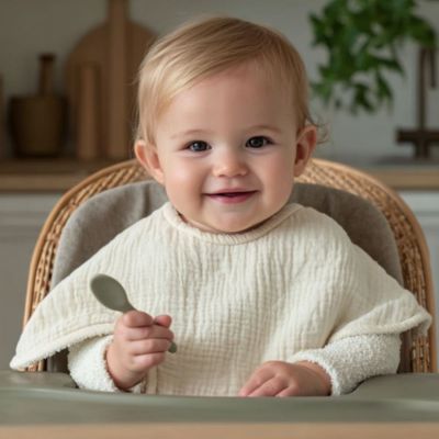 Bavoir d'épaule 2 en 1 Burpy Ivory Powder