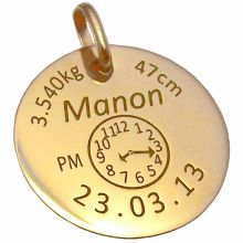 Médaille de naissance personnalisable (or jaune 750°)  par Alomi