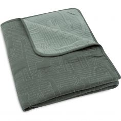 Couverture en coton Jungle Jambo Ash Green-Laurel (100 x 150 cm) - Jollein