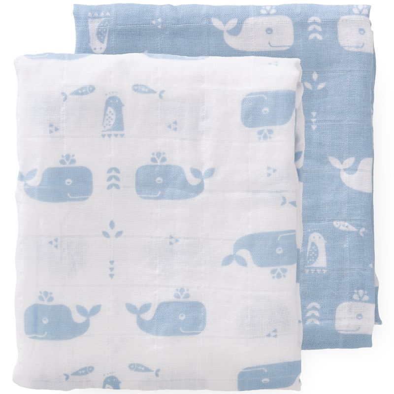 Lot de 2 langes Baleine bleu (70 x 60 cm) Fresk