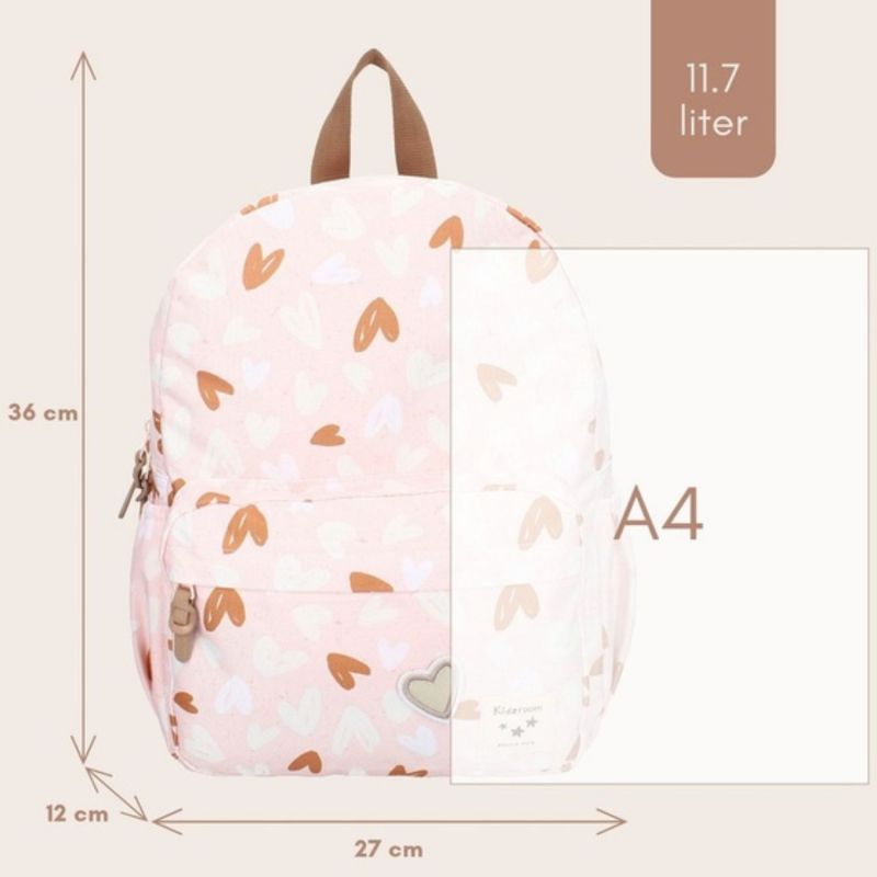 Sac à dos enfant Loving Days Coeurs rose et caramel (36 cm) Kidzroom Ambiance 7
