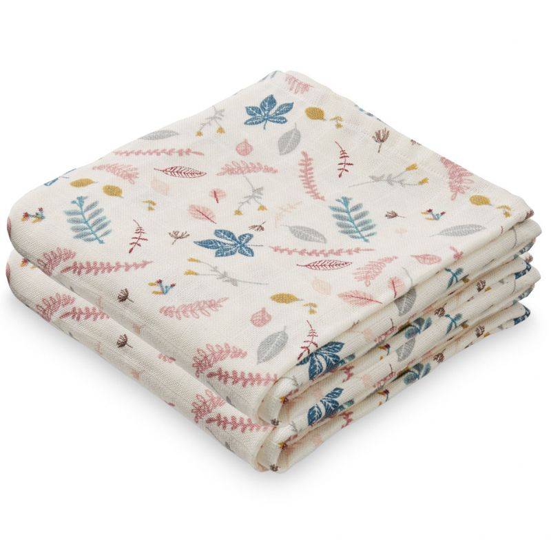 Lot de 2 langes en coton bio Pressed Leaves (70 x 70 cm) Cam Cam Copenhagen