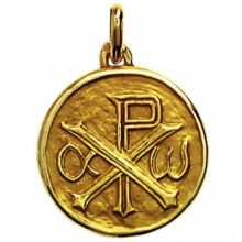 Médaille ronde Chrisme 18 mm (or jaune 750°)  par Maison Augis