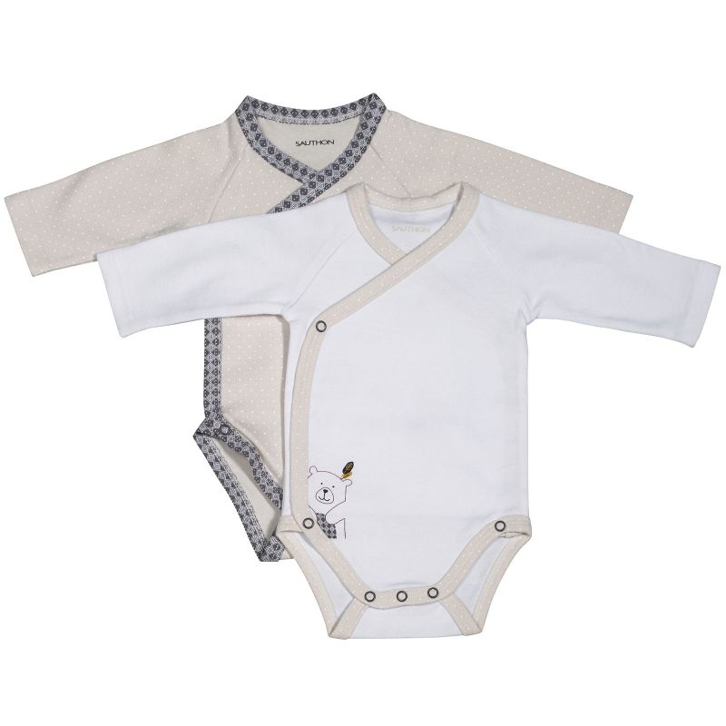 Lot de 2 bodies croisés manches longues Timouki (3 mois : 60 cm) Sauthon