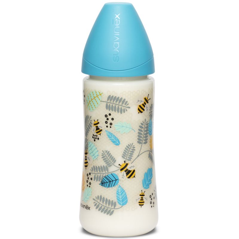 Biberon avec tétine ronde en silicone Total Look Fusion Abeille bleu (360 ml) Suavinex
