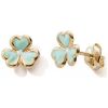 Boucles d'oreilles Trèfle-Cœur (or jaune 375°) Baby bijoux Produit 1