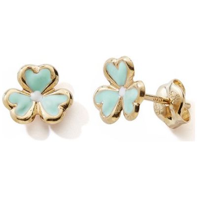 Boucles d'oreilles Trèfle-Cœur (or jaune 375°)