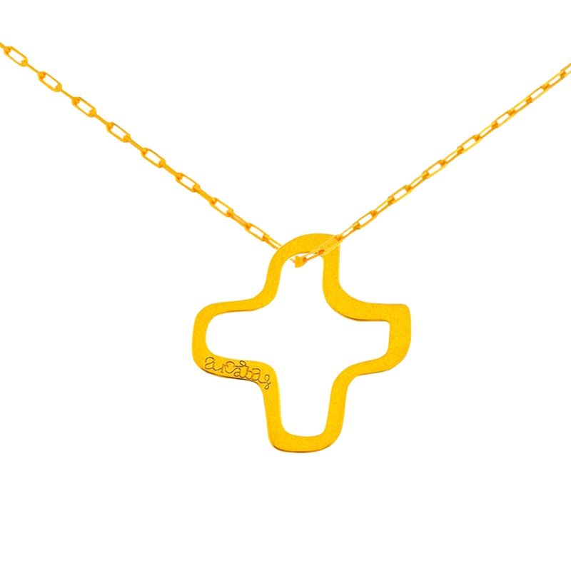 Bijou croix évidée sur chaîne (or jaune 18 carats) Maison La Couronne