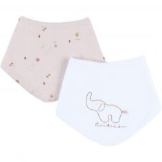 Lot de 2 bavoirs bandanas en mousseline Bali, Moka & Snow - Noukie's
