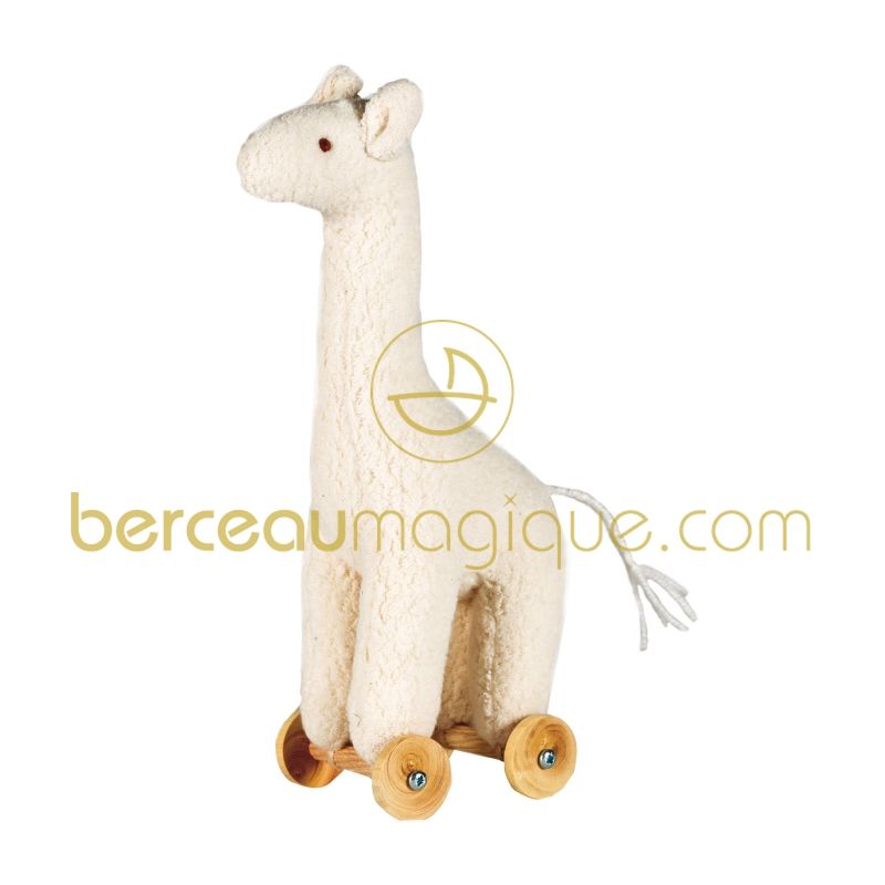 Mini girafe à roulettes ivoire (17 cm) Trousselier