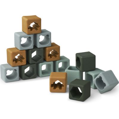 Blocs de construction en silicone Loren Green multi mix (16 blocs)