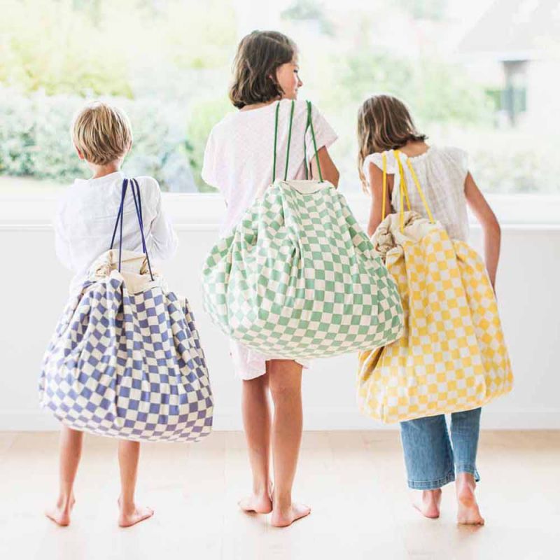 Sac à jouet 2 en 1 Noomad Original Vichy Yellow Play&Go Ambiance 4
