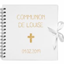 Album photo communion personnalisable blanc et or (20 x 20 cm)  par Les Griottes