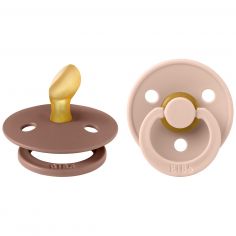 Lot de 2 sucettes en latex anatomique Blush-Woodchuck (0-6 mois) - BIBS