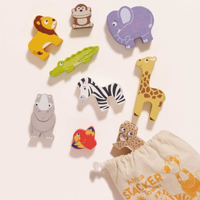 Animaux d'afrique en bois FSC à empiler Le Toy Van Ambiance 2