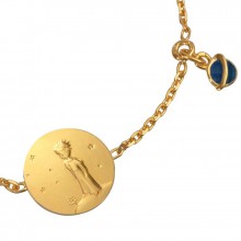 Bracelet médaille Le Petit Prince sur sa planète avec breloque (or jaune 750° et émail)  par Monnaie de Paris