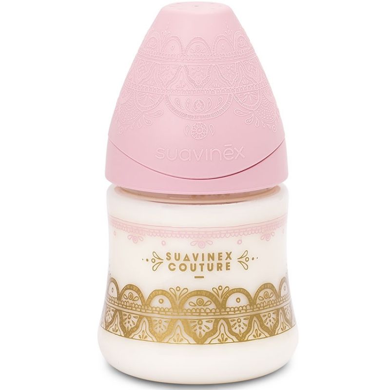 Biberon Couture Ethnic rose clair et doré (150 ml) Suavinex