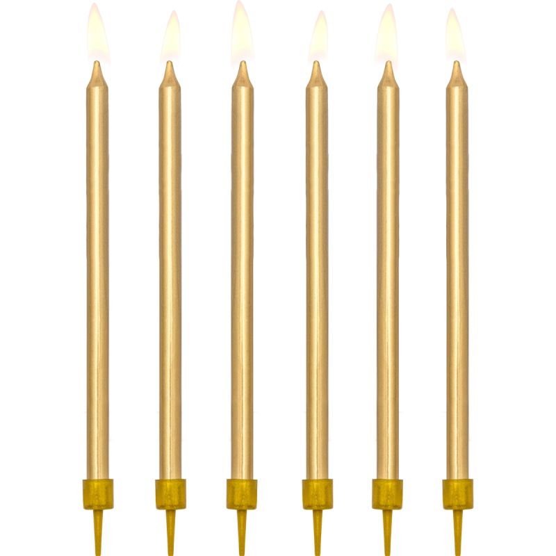 Lot de 12 bougies dorées Party Deco