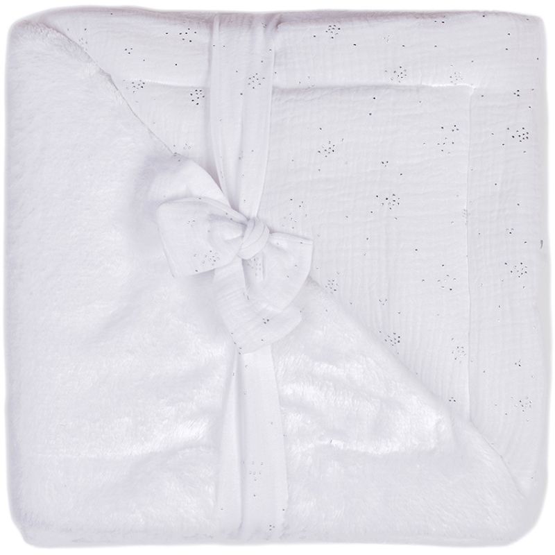 Couverture bébé blanc et argenté Luxe Minky (70 x 100 cm) BB & Co