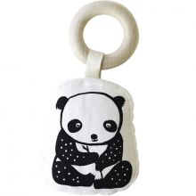 Hochet anneau en coton et bois Panda  par Wee Gallery