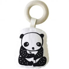 Hochet anneau en coton et bois Panda