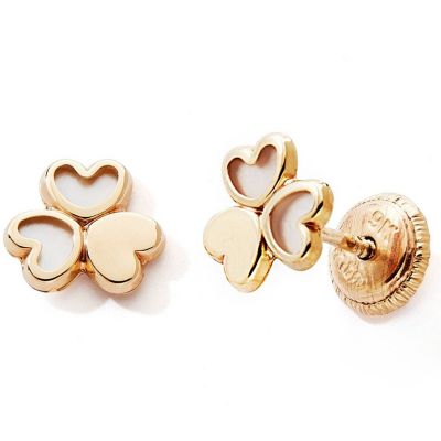 Boucles d'oreilles Cœurs nacrés (or jaune 375°)