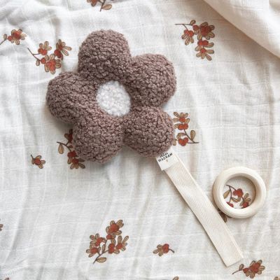 Attache tétine Fleur moumoute Beige-Ecru