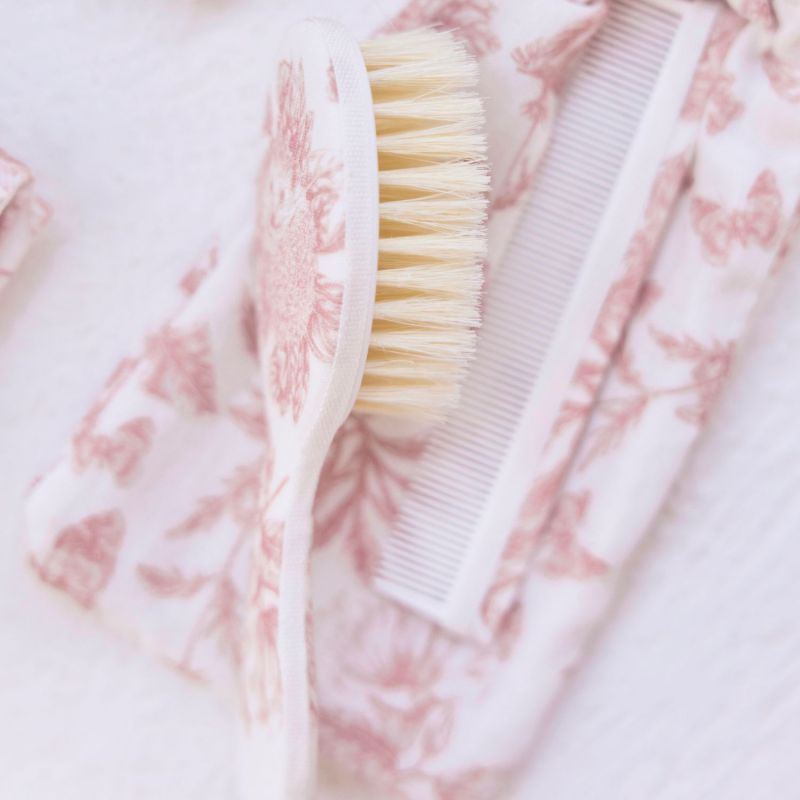Brosse et peigne imprimé inspiration Toile de Jouy rose Tartine et Chocolat Ambiance 4