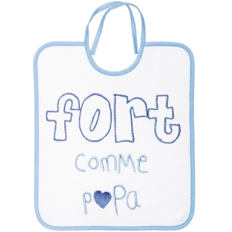 Bavoir à nouer Fort comme papa bleu Babycalin