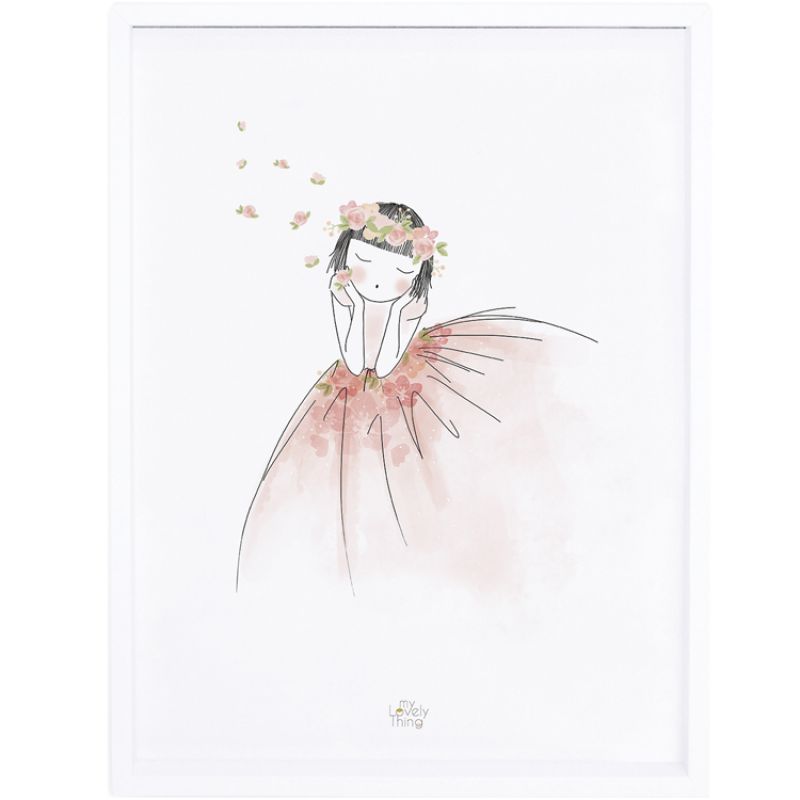 Affiche encadrée fille rêveuse My lovely thing (30 x 40 cm) Lilipinso